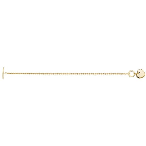 9ct Yellow Gold Ladies' 7' T-Bar Bracelet