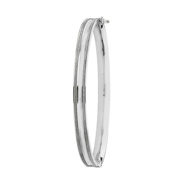 9CT WHITE GOLD LADIES' HINGED BANGLE