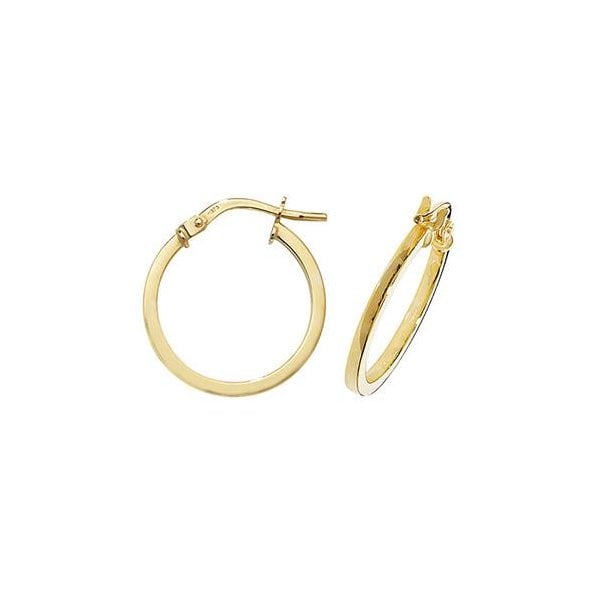 9ct Yellow Gold 15mm Hoop Earrings