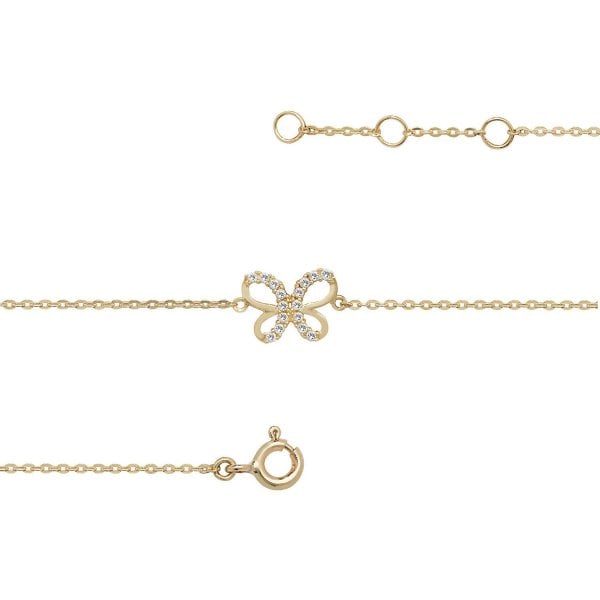 9ct Gold Butterfly Bracelet 7.25"