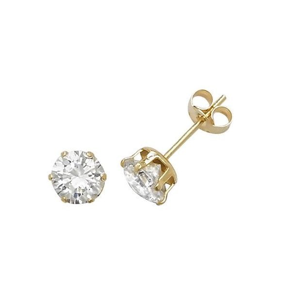 9ct Yellow Gold 5mm CZ Stud Earrings