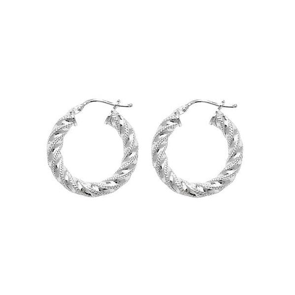 Silver 15mm Diamond Cut Hoop