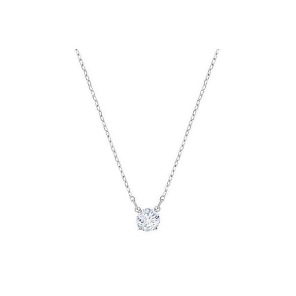 Attract Round Necklace, White, Rhodium plated*