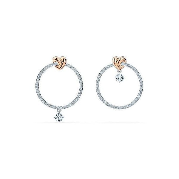 Lifelong Heart Pierced Earrings Hoop Crystal