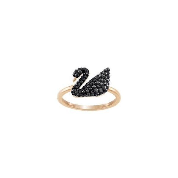 ICONIC SWAN RING BLK JET/ROS 5