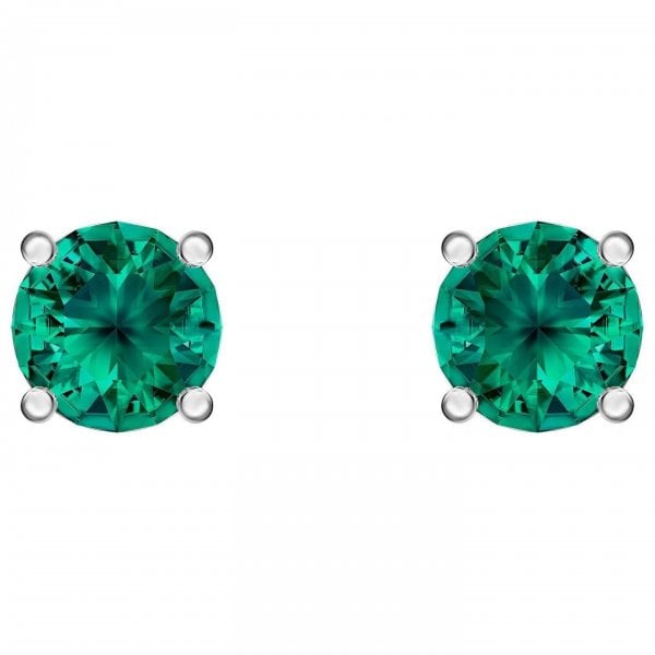 Attract Stud Pierced Earrings, Green, Rhodium