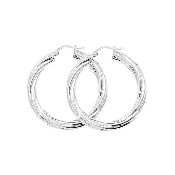Silver 25mm Twisted Hoop Earrings