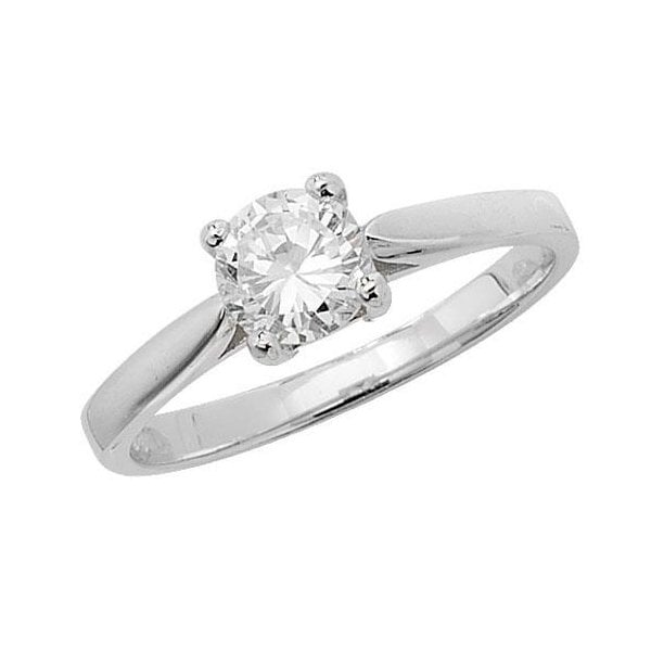 Silver Ladies Solitaire CZ Ring