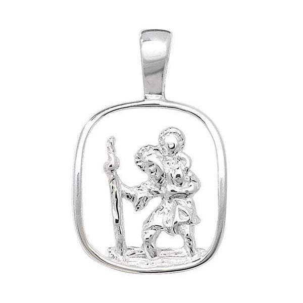 Silver St. Christopher Cut Out Pendant