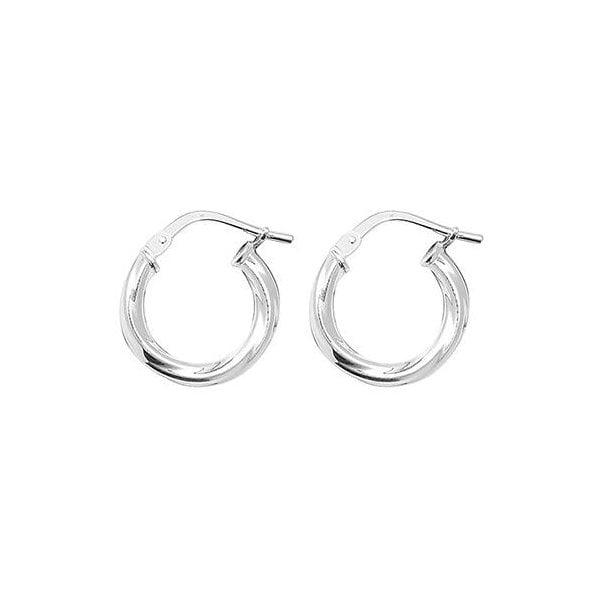 Silver 10mm Twisted Hoop Earrings