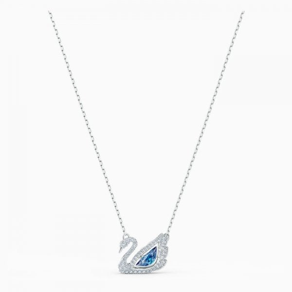 Dancing Swan Blue & White Crystal Necklace