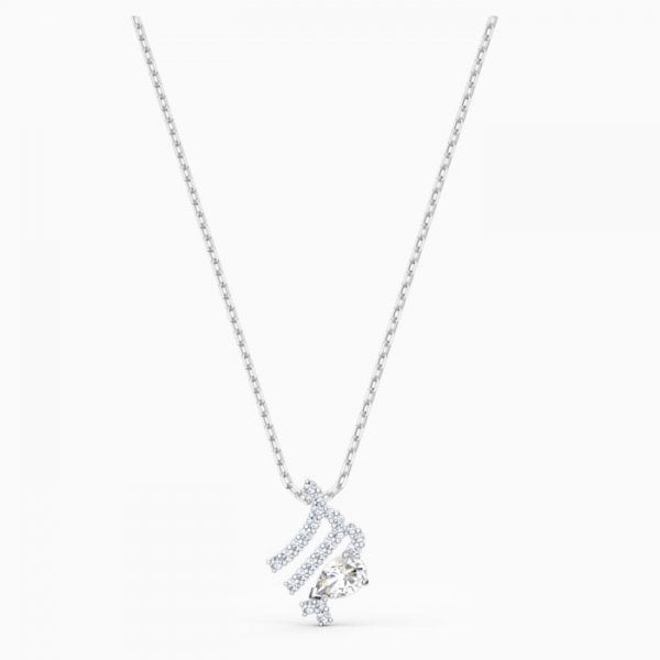 Zodiac II Pendant, Virgo, White, Mixed metal