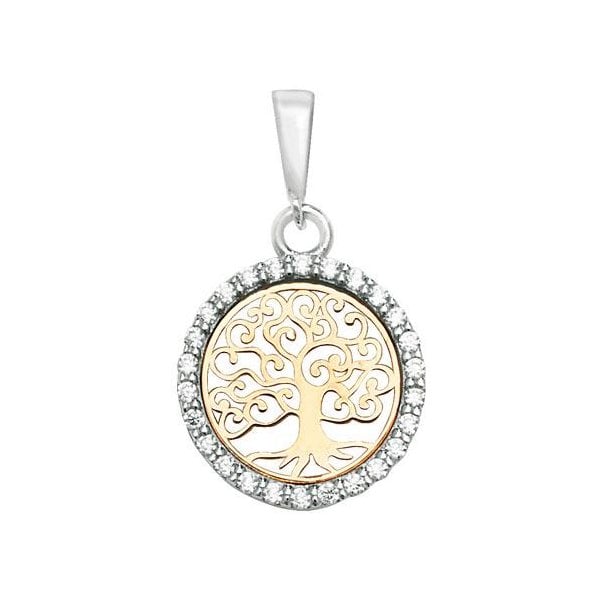 9ct Yellow Gold Tree of Life CZ Pendant