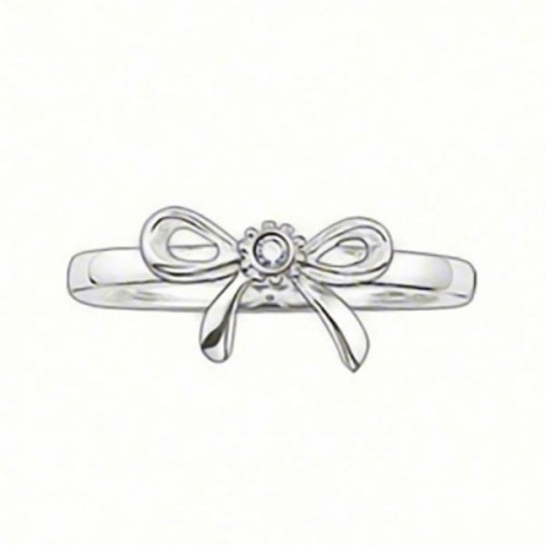 Silver and Diamond Bow Ring (UK Size: L)