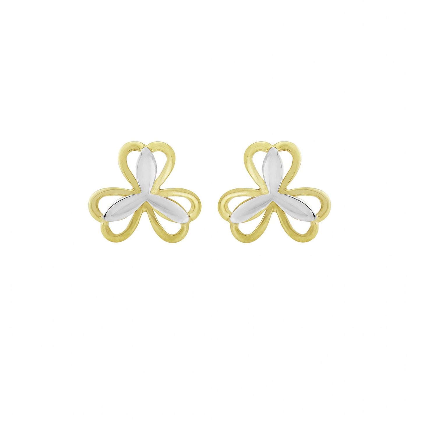 9CT Y/W STUDS 3 LEAVES/PETALS