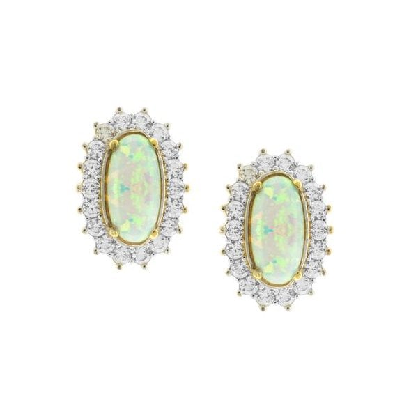 9CT Y/G OVAL C.OPAL WITH CZ SURROUND