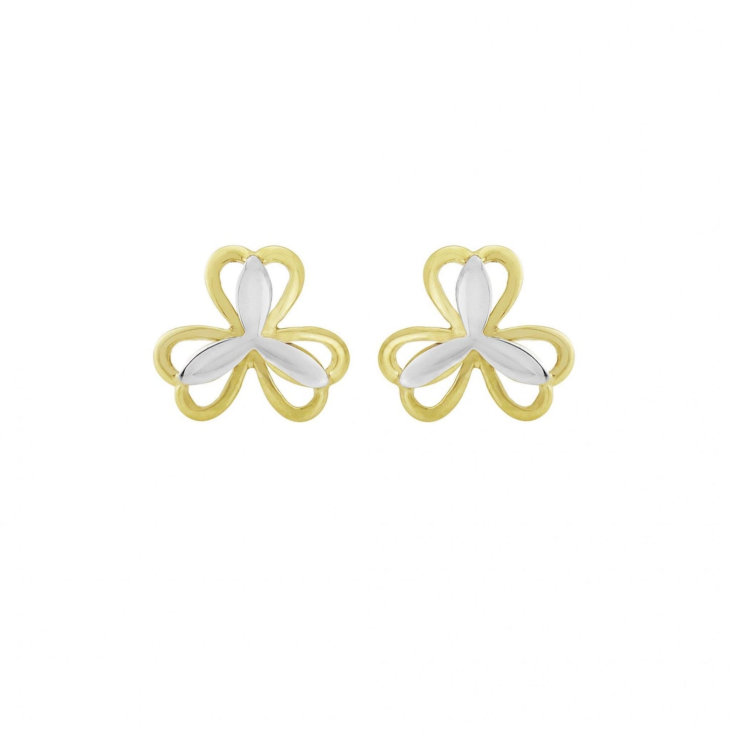 9CT Y/W STUDS 3 LEAVES/PETALS
