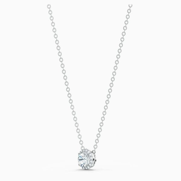 Angelic Round Pendant White, Rhodium plated