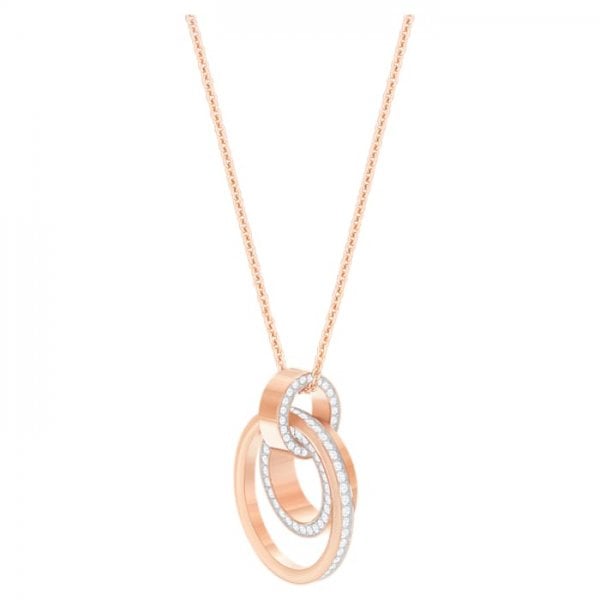 Hollow pendant Circular, Medium, White, Rose-gold