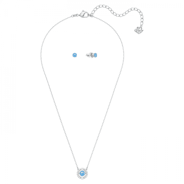 Swarovski Sparkling Dance Round Set, Blue, Rhodium plated