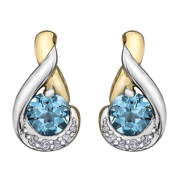 Y/WG Bue Topaz & Diamond Earrings