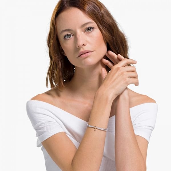 Lifelong Heart Bangle, White, Mixed Metal Finish