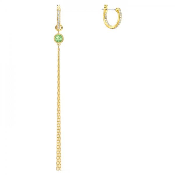 Symbolic Lotus Pierced Earrings, Green, Gold-tone