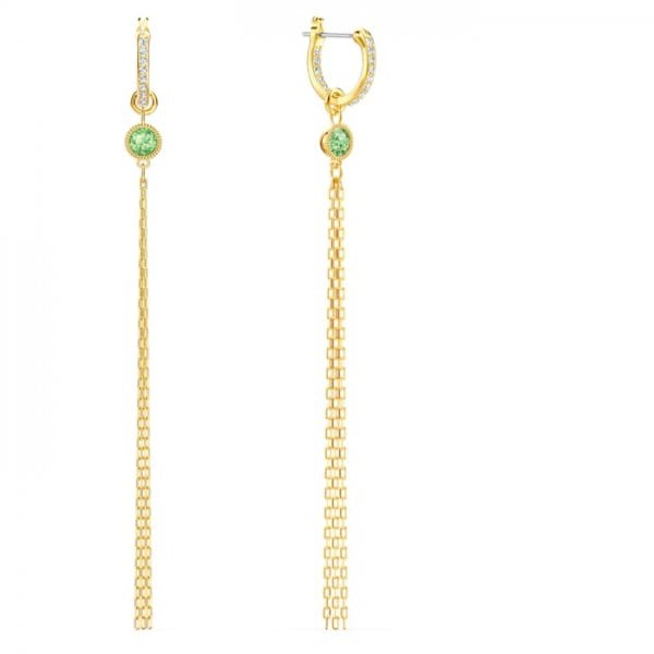 Symbolic Lotus Pierced Earrings, Green, Gold-tone