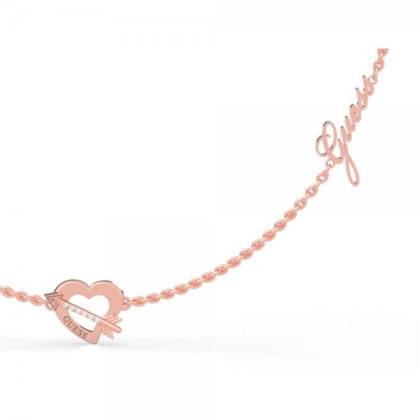 Women's Rose Gold Tone Across My Heart Necklace