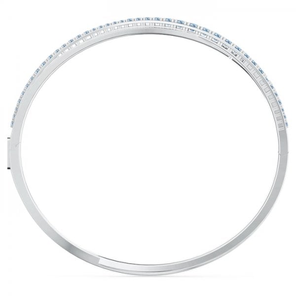 Swarovski Twist Rows Bangle, Blue, Rhodium Plated