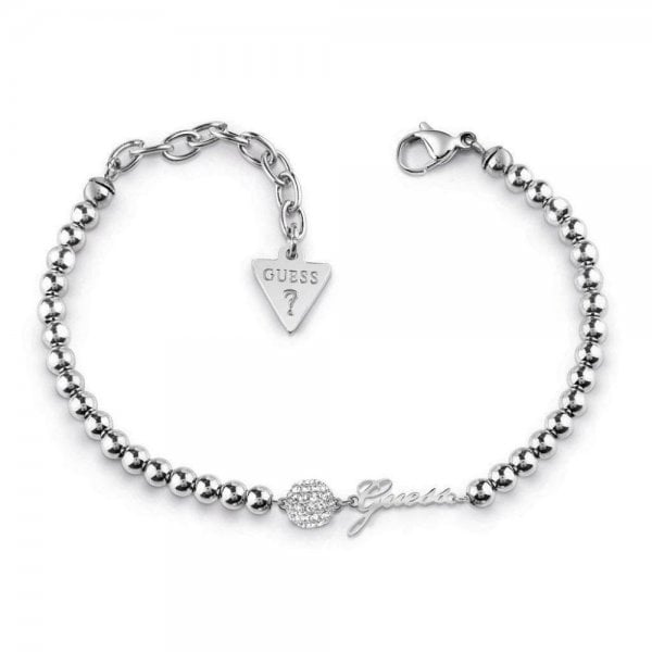 Silver Pave Beaded Chain Bracelet Crystal Sharm