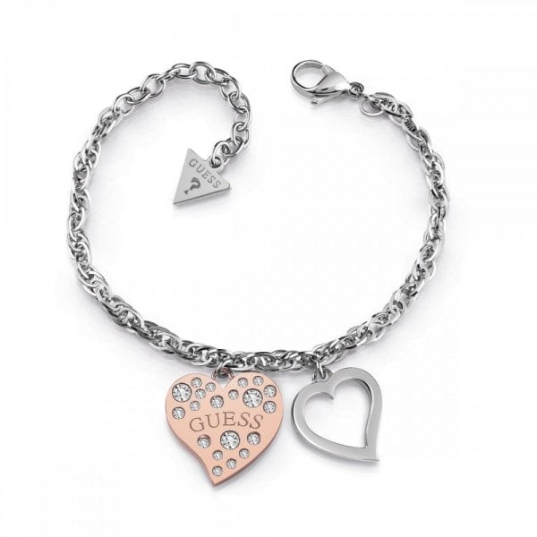 Two Tone Swarovski Crystal Heart Bracelet