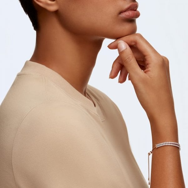 Subtle bracelet, Round cut, White, Rose gold