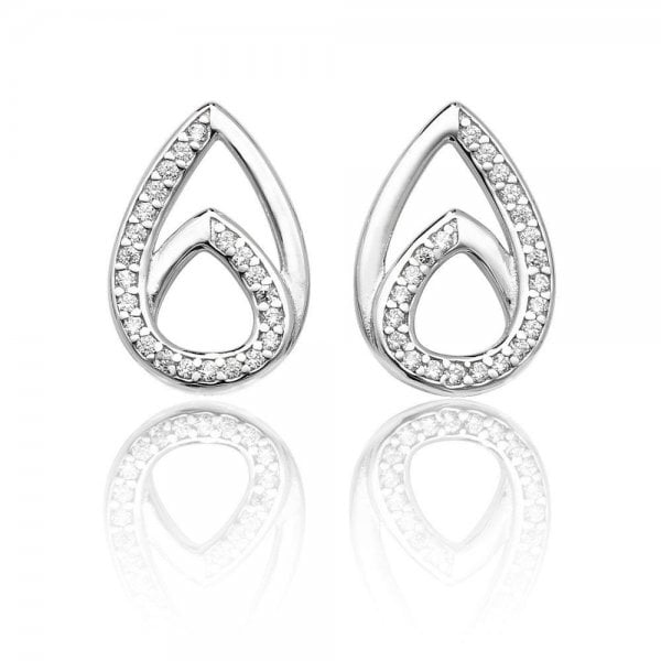 Double Pear Plain Cubic Zirconia Stud Earrings
