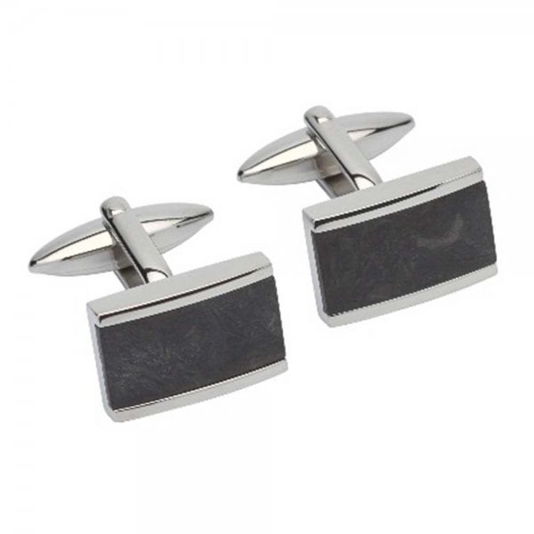 Stainless Steel Cufflinks with Carbon
