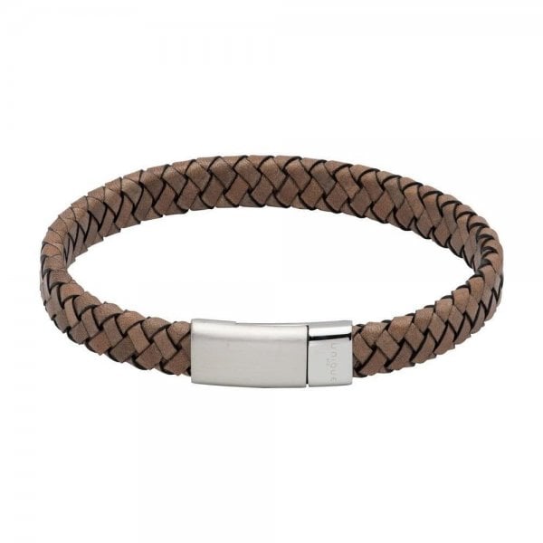 Antique Grey Leather Gents Bracelet
