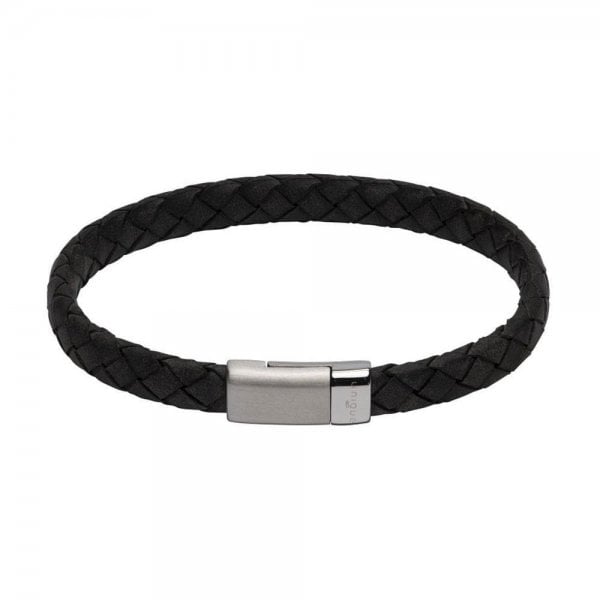Antique Black Leather Edge Bracelet 21cm