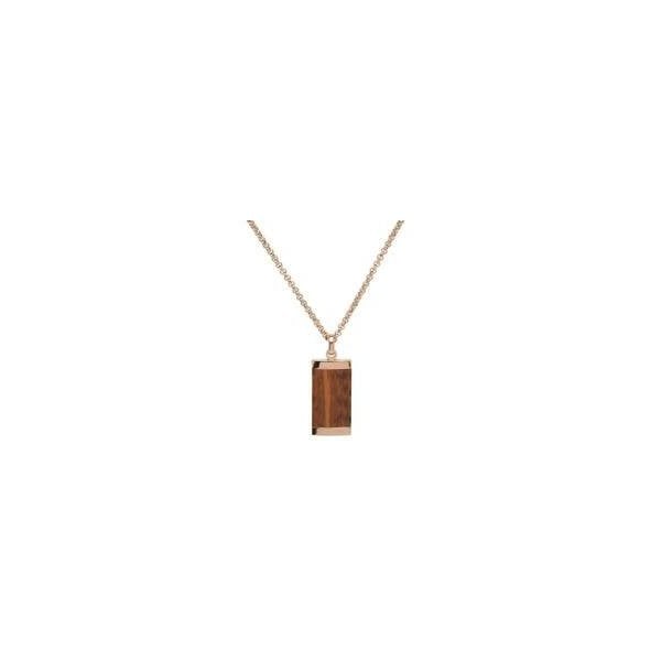 Steel Pendant with Leopard Wood & Rose IP
