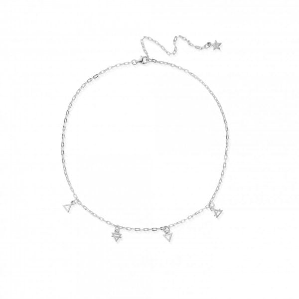 S/ Silver Multi Charm Element Choker Necklace