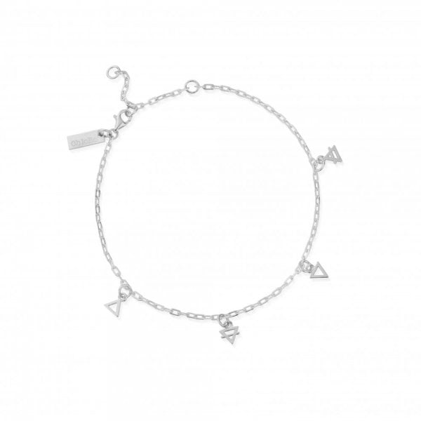S/ Silver Multi Charm Element Anklet