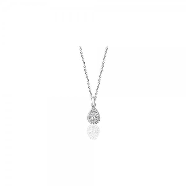 Pear Shape Halo CZ Pendant