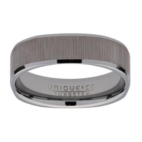 6mm Brushed Square Tungsten Carbide Ring SIZE 62