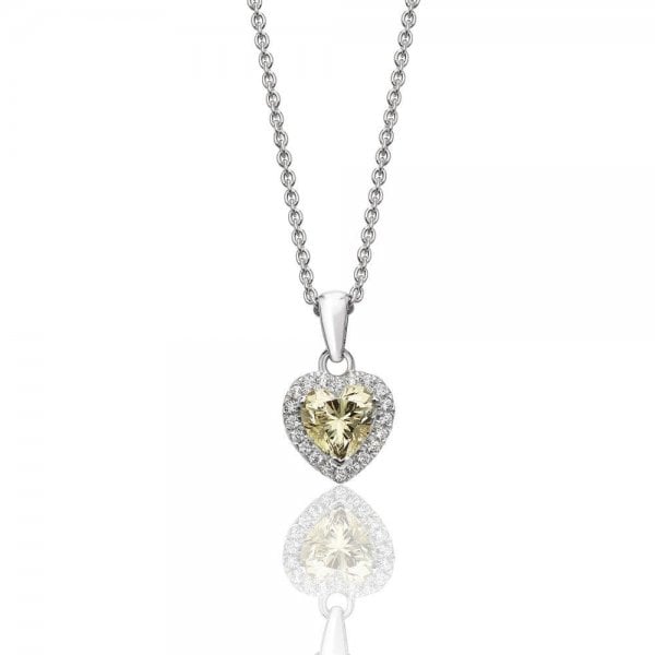 Heart Halo Style Cubic Zirconia Chain Pendant