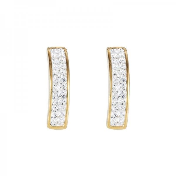 Yellow Gold and Clear Crystal Earrings