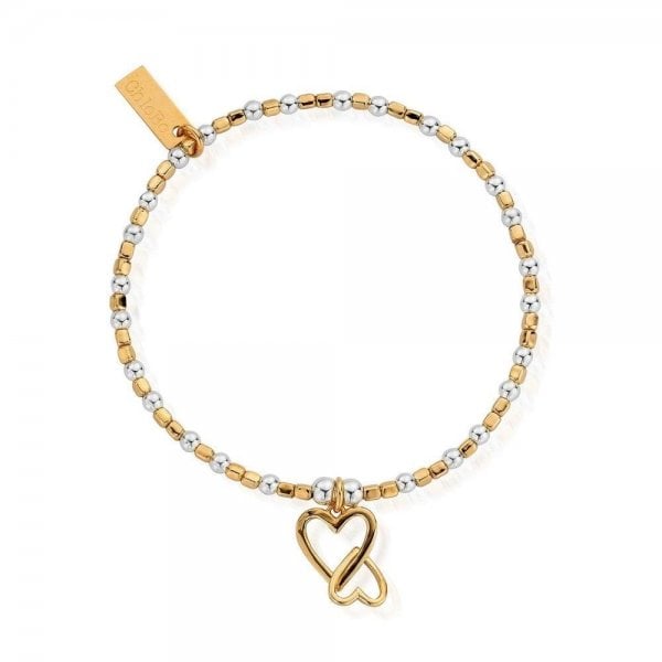 Gold and Silver Interlocking Love Heart Bracelet