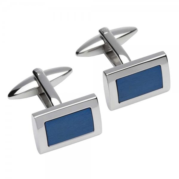 Stainless Steel Cufflinks with Blue IP Plating