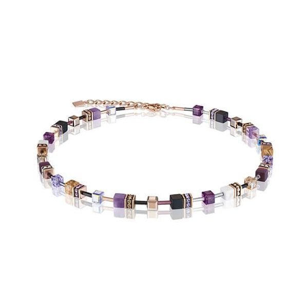 Ladies geocube lilac-beige necklace