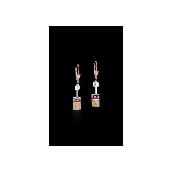 ladies geocube lilac-beige earrings
