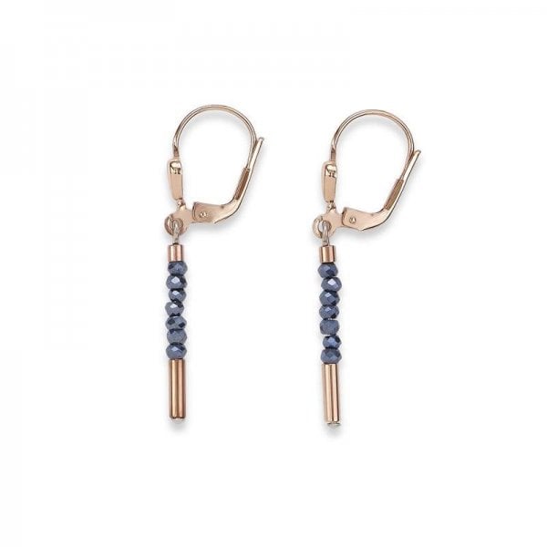 Ladies Rose Gold Plated Anthracite Earrings