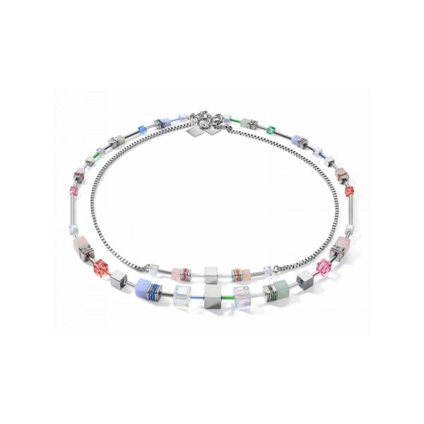 Geocube multicolour pastel necklace